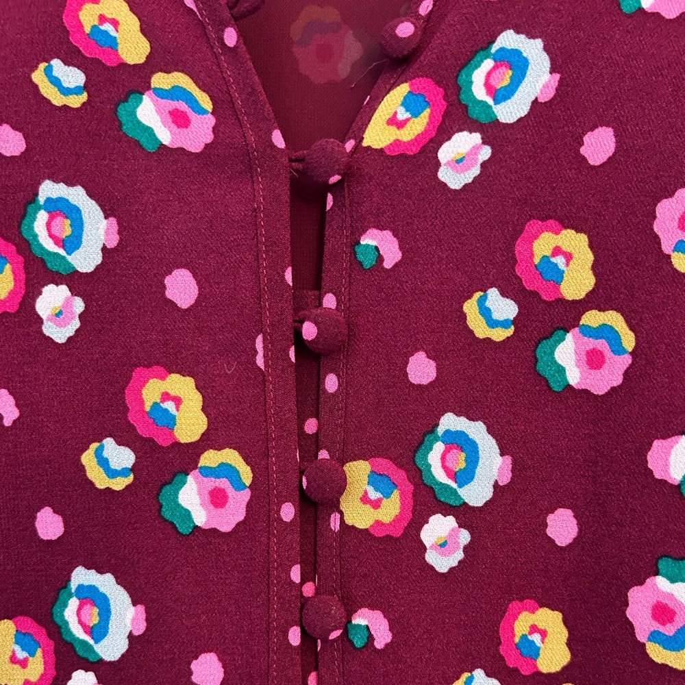 Boden Burgundy Floral Long Sleeve Dress - Picture 3 of 11